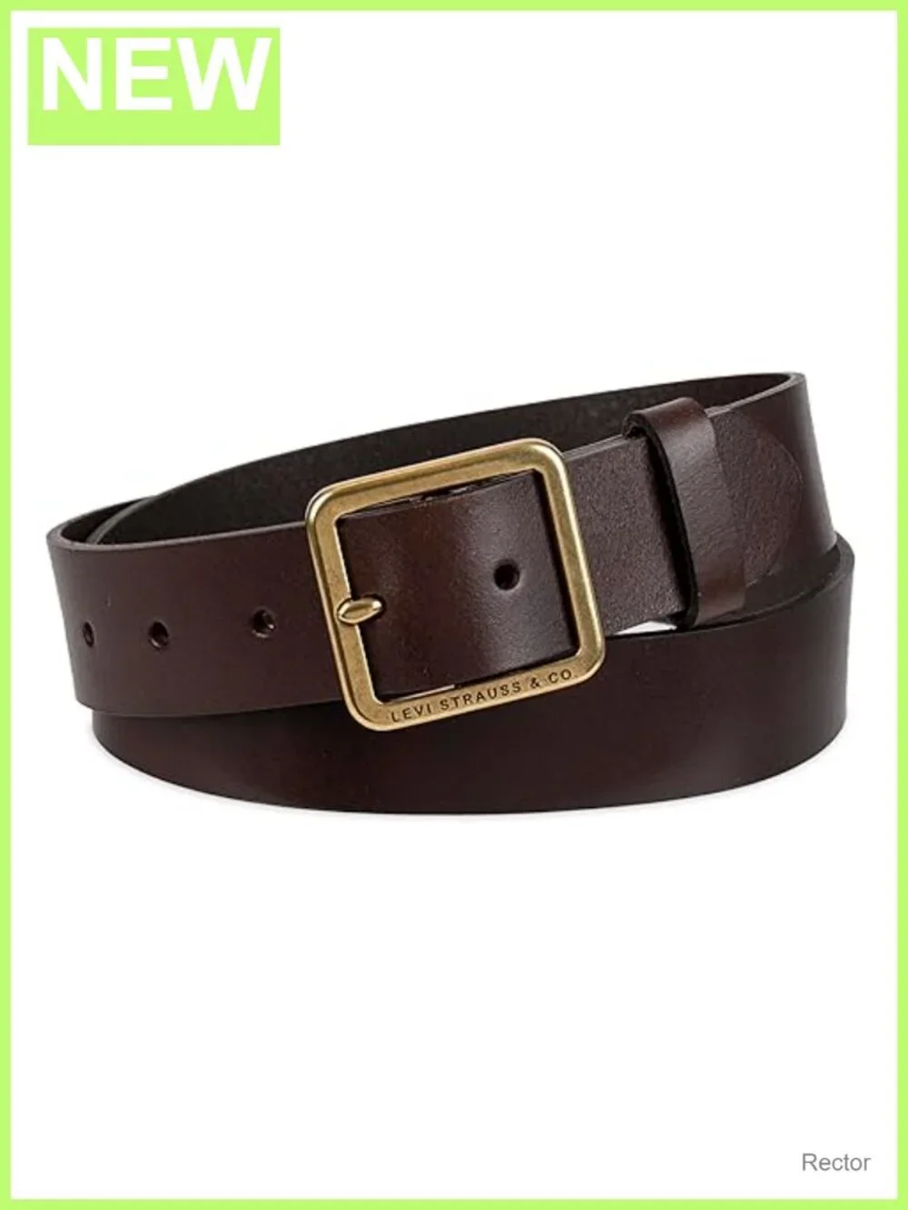 Genuine Leather Casual Belt with Square Buckle for Jeans and Dresses